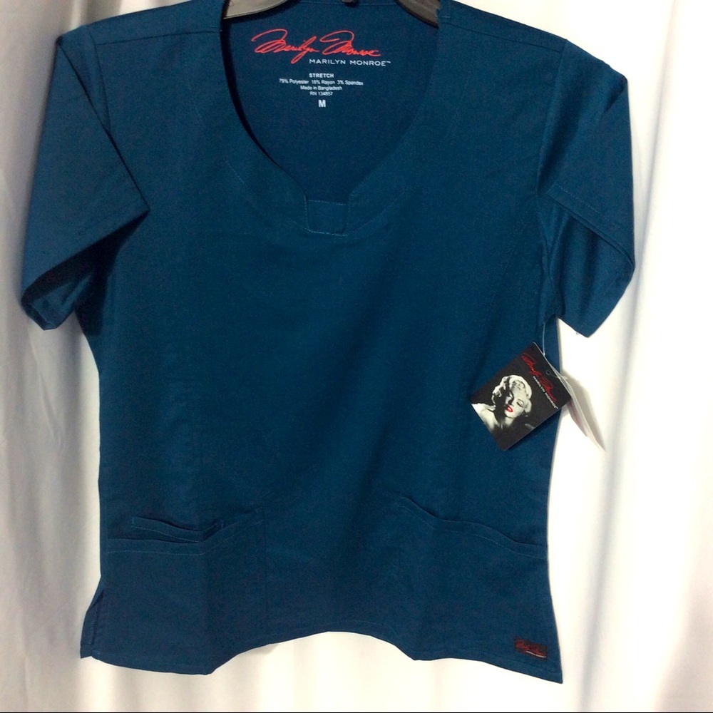 Marilyn Monroe Blue Women's Top Caribbean blue green scrub top